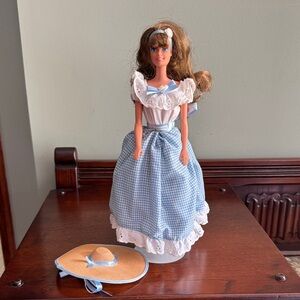 Vintage Little Debbie Barbie Doll with Blue Gingham Dress and Hat.